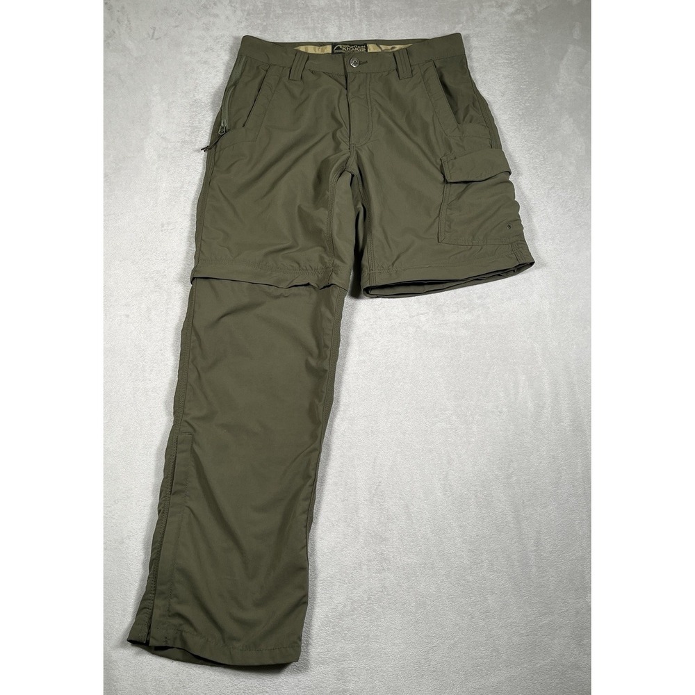 Mountain Khakis Pants Mens 30x30 Green Nylon Convertible Zip Off Hiking